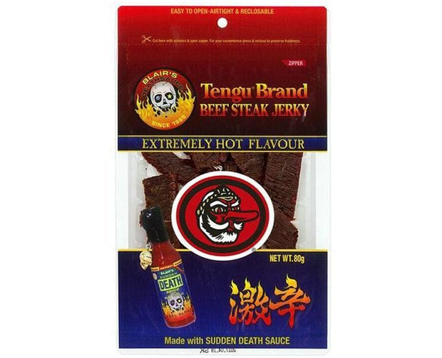 Tengu Brand Beef Steak Jerky: Super Spicy Candy and Snacks Sugoi Mart